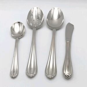 Gorham Melon Bud 4pc Serving Hostess Set Glossy Stainless 18/8 Korea Flatware